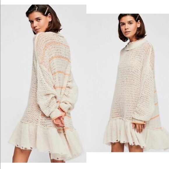 📌SOLD📌FREE PEOPLE TUNIC SWEATER IVORY - Picture 3 of 8